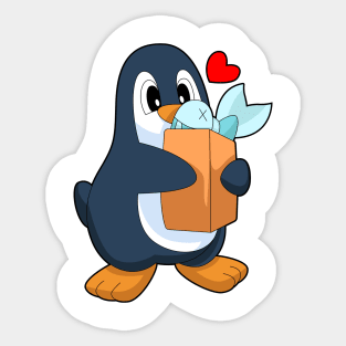 Penguin Fish Sticker